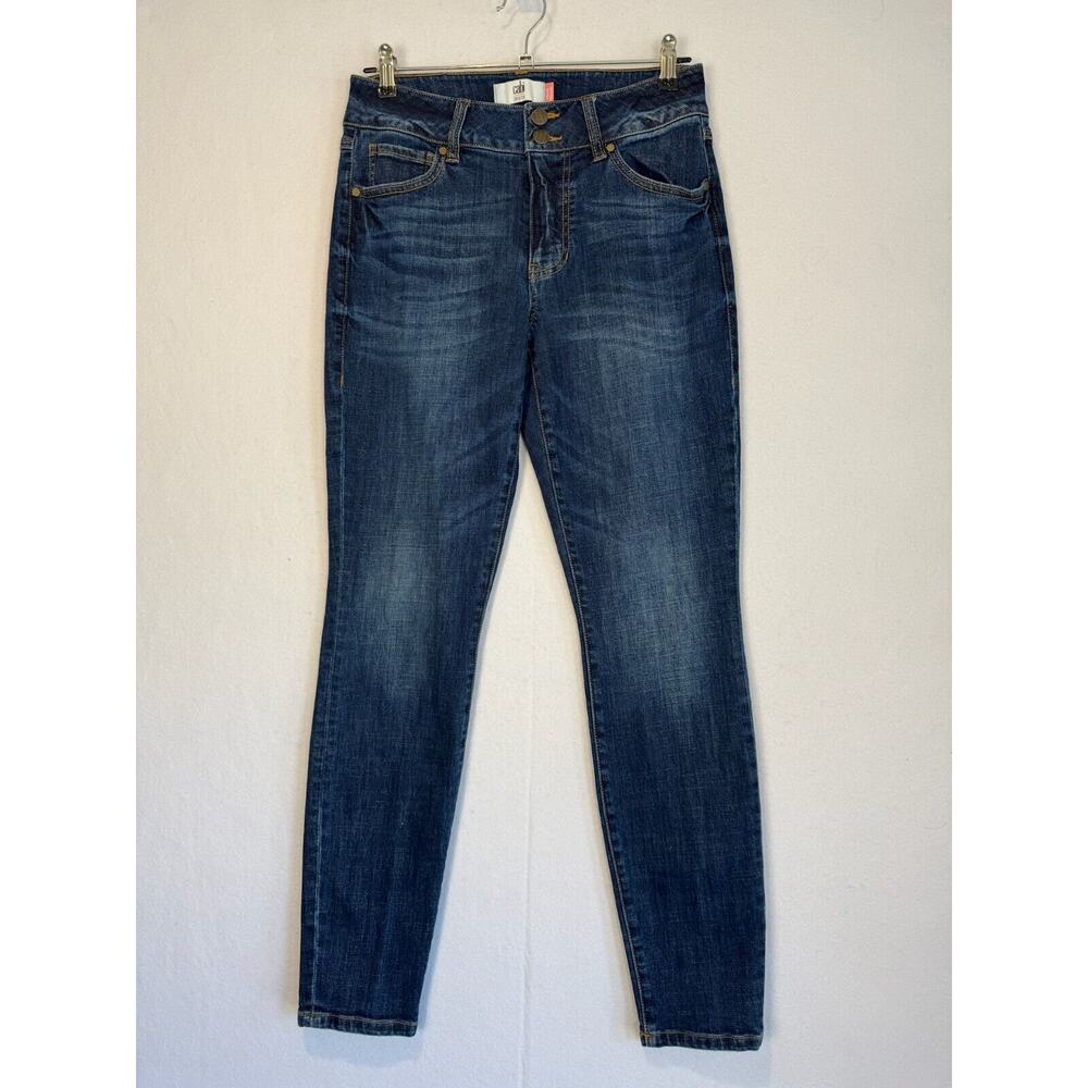 Cabi Jeans Womens 6 Cinch Skinny Distressed Medium Acid Wash Denim Style# 3938